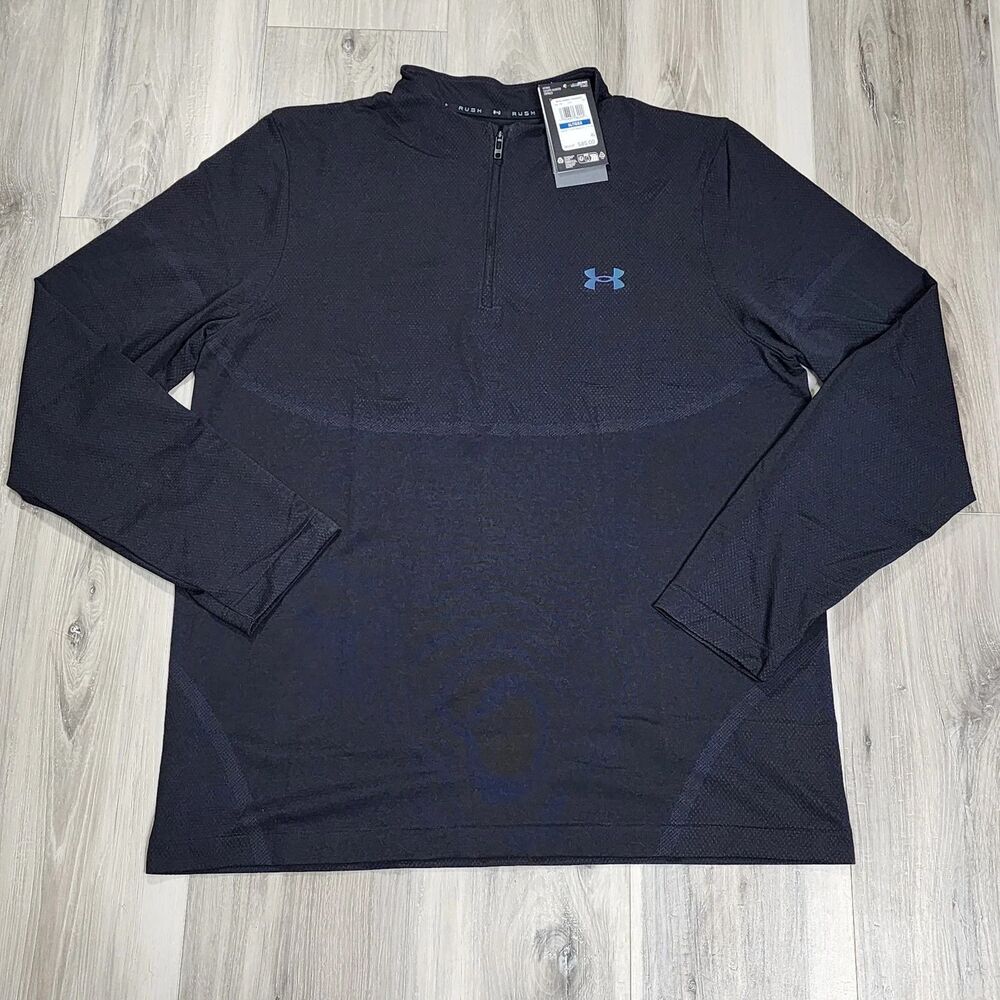 Under Armour Black rush Vanish Elite Seamless 1/4 Zip Long Sleeve jersey Men XL